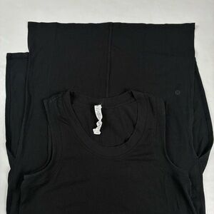 005 - LULULEMON ATHLETICS ALL YOURS DRESS BLACK SIDE SLIT SLEEVELESS MIDI SCOOP